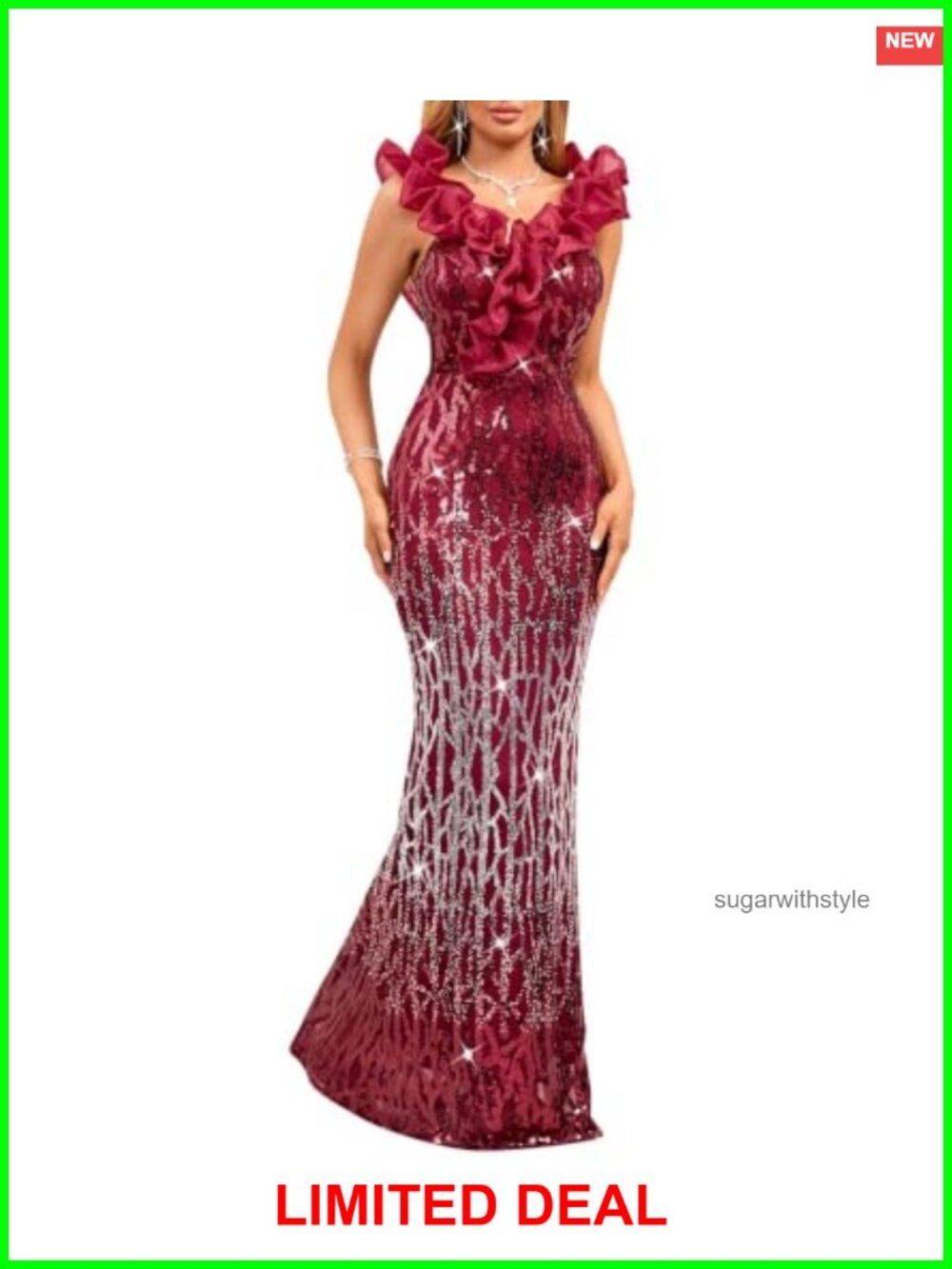 Sequin Off Shoulder Ruffle Mermaid Formal Evening Gown Prom Dress